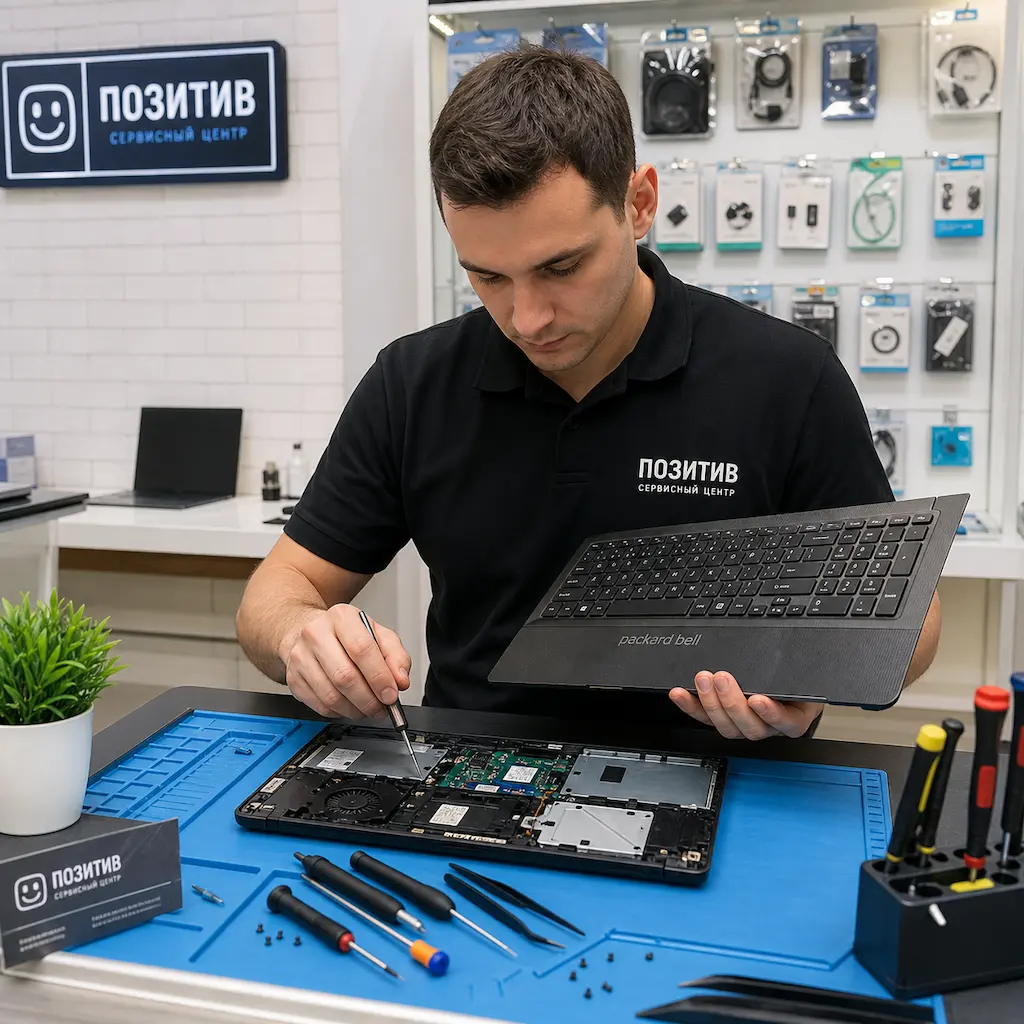 заменить клавиатуру на ноутбуке Packard Bell в Аксае
